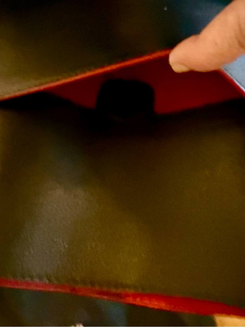 Black Leather Crossbody Bag with Red Trim - Picture 2 of 5